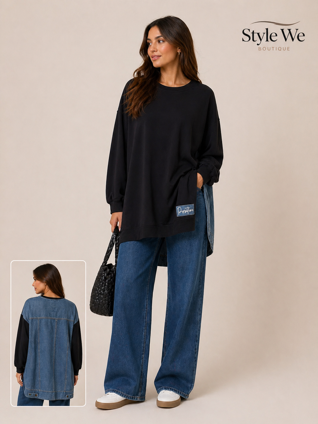 Denim Back Sweatshirt